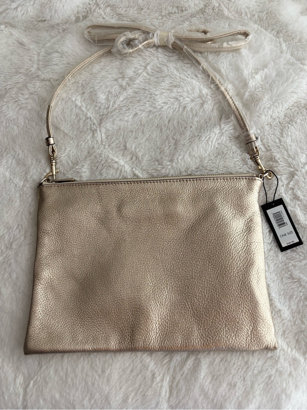 Banana Republic Gold Metallic Leather Crossbody Pouch NEW Versatile Party Event